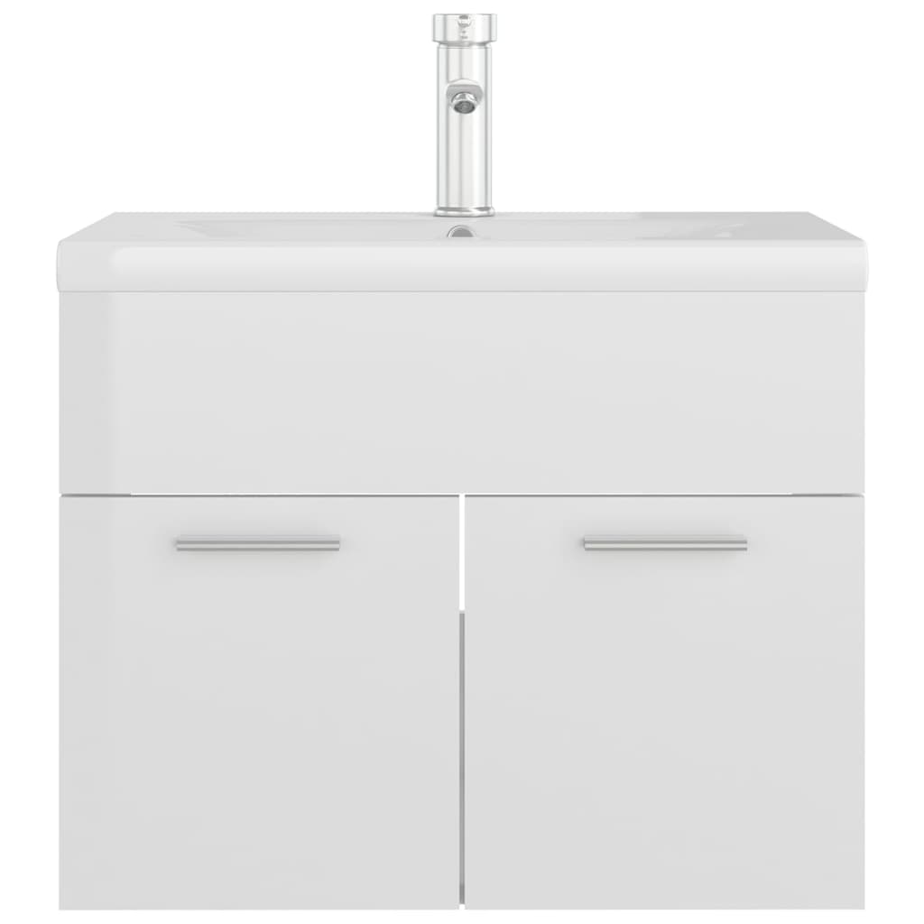 Mueble Con Lavabo Madera De Ingeniería Blanco Brillo_2