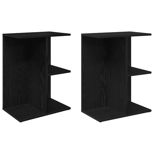 Mesitas De Noche 2 Uds Madera De Ingeniería Roble Negro_0