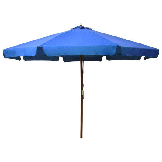 Vidaxl Sombrilla De Jardín Con Palo De Madera Azul Celeste 330 Cm_0