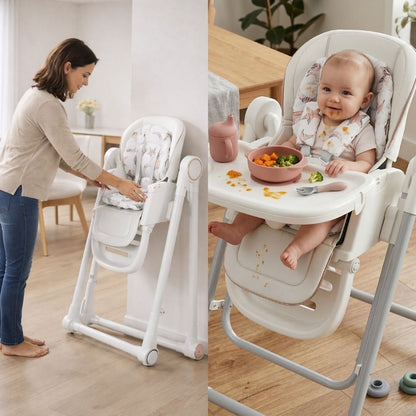 Trona Blanca Evolutiva 3 En 1 | Plegable Y Portátil Con Altura | Reposapiés | Respaldo Y Bandeja Todo Ajustables_1
