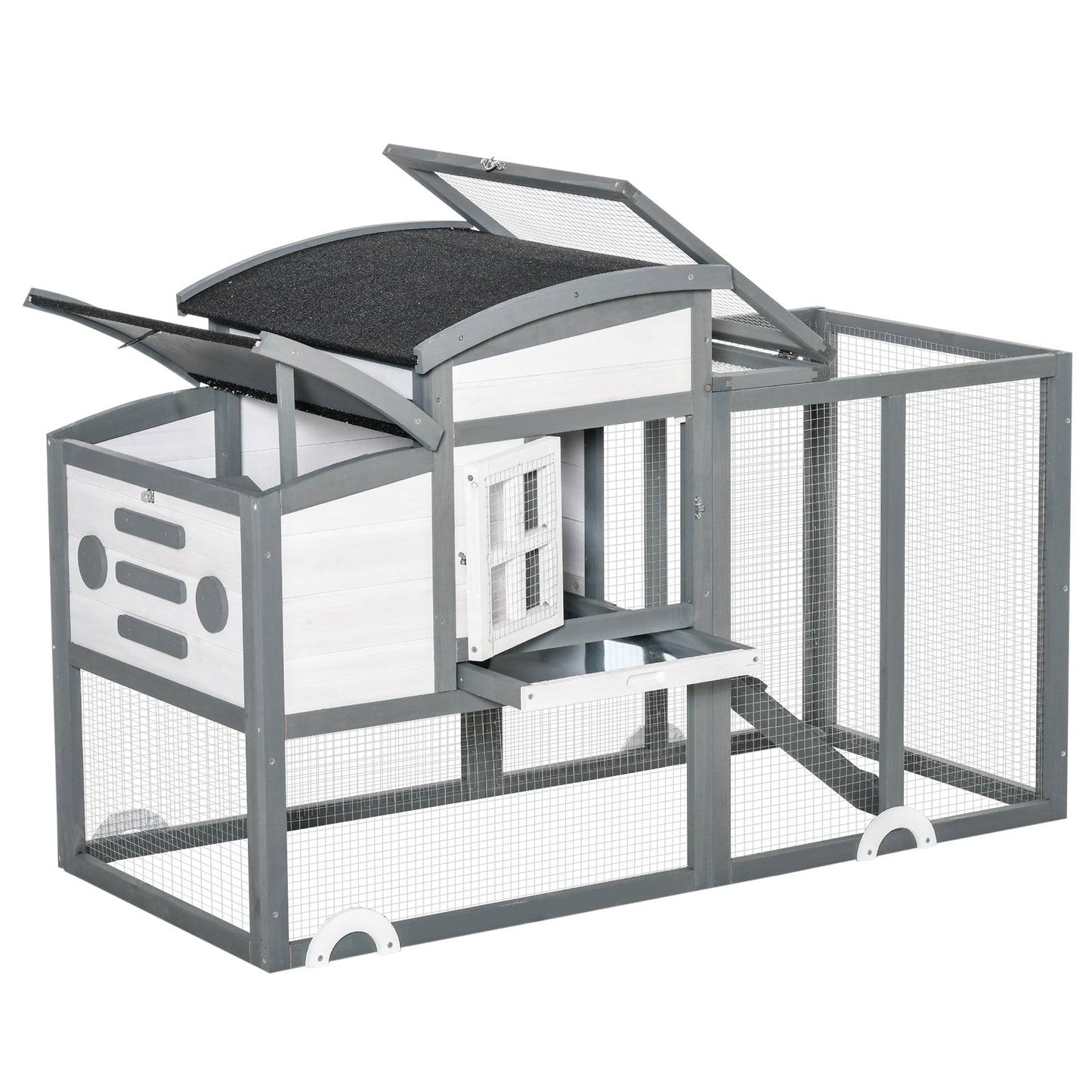 Pawhut Gallinero Madera Exterior Con Caja Nido Techo Asfáltico Abatible Y Rampa_3
