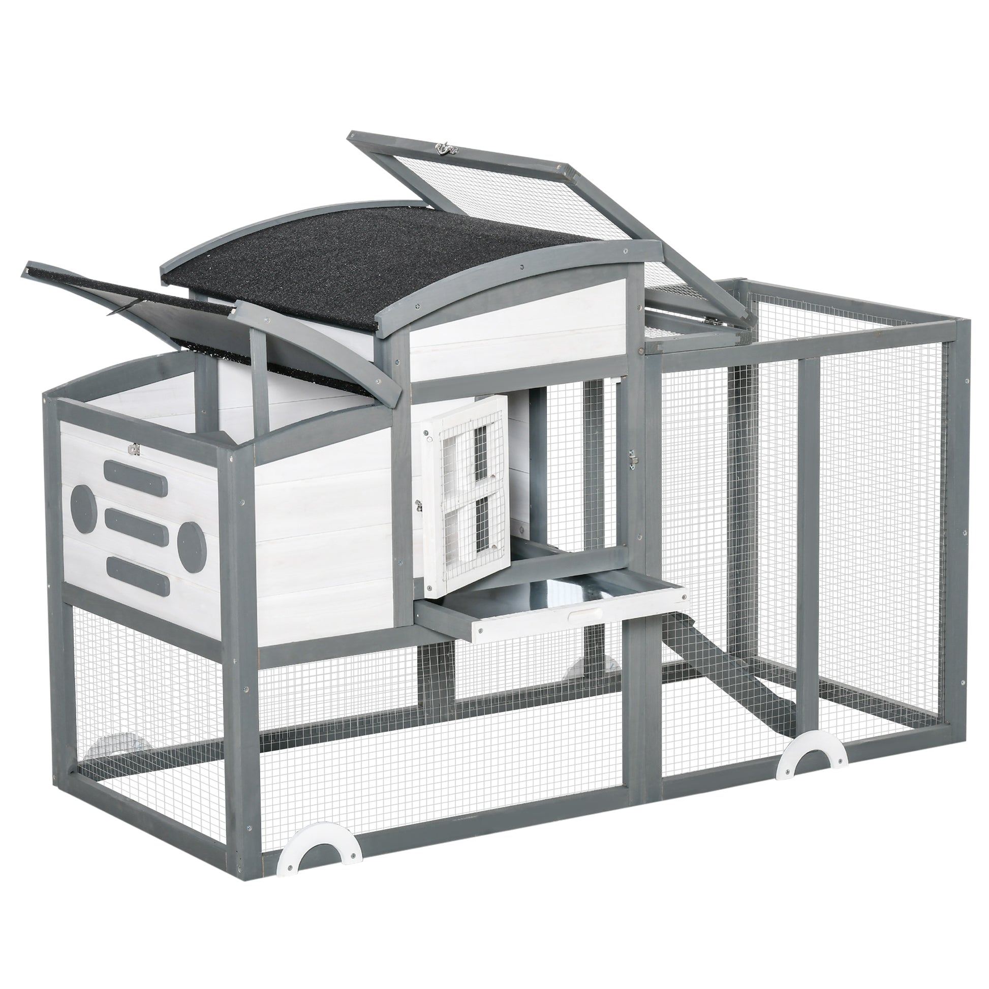 Pawhut Gallinero Madera Exterior Con Caja Nido Techo Asfáltico Abatible Y Rampa_3
