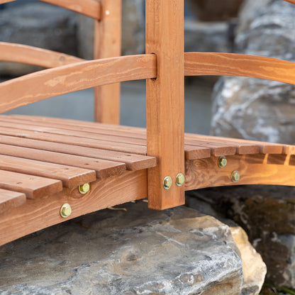 Outsunny Puente De Arco De Madera Con Pasamanos 185x72x58 Cm Natural_3