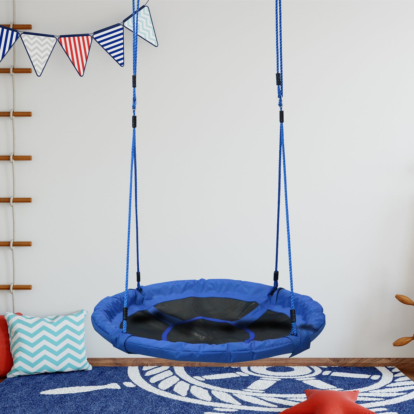 Homcom Columpio Nido Grande Infantil Desmontable Para Jardín Ø100x180 Cm Azul_1