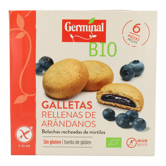 Galletas Sin Gluten rellenas de crema de Arándano Germinal, 200 gr