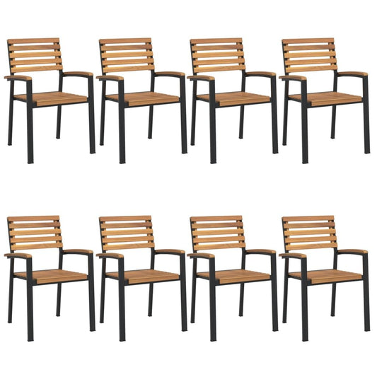 Vidaxl Sillas De Jardín Apilables 8 Uds Madera Maciza Acacia Y Metal_0