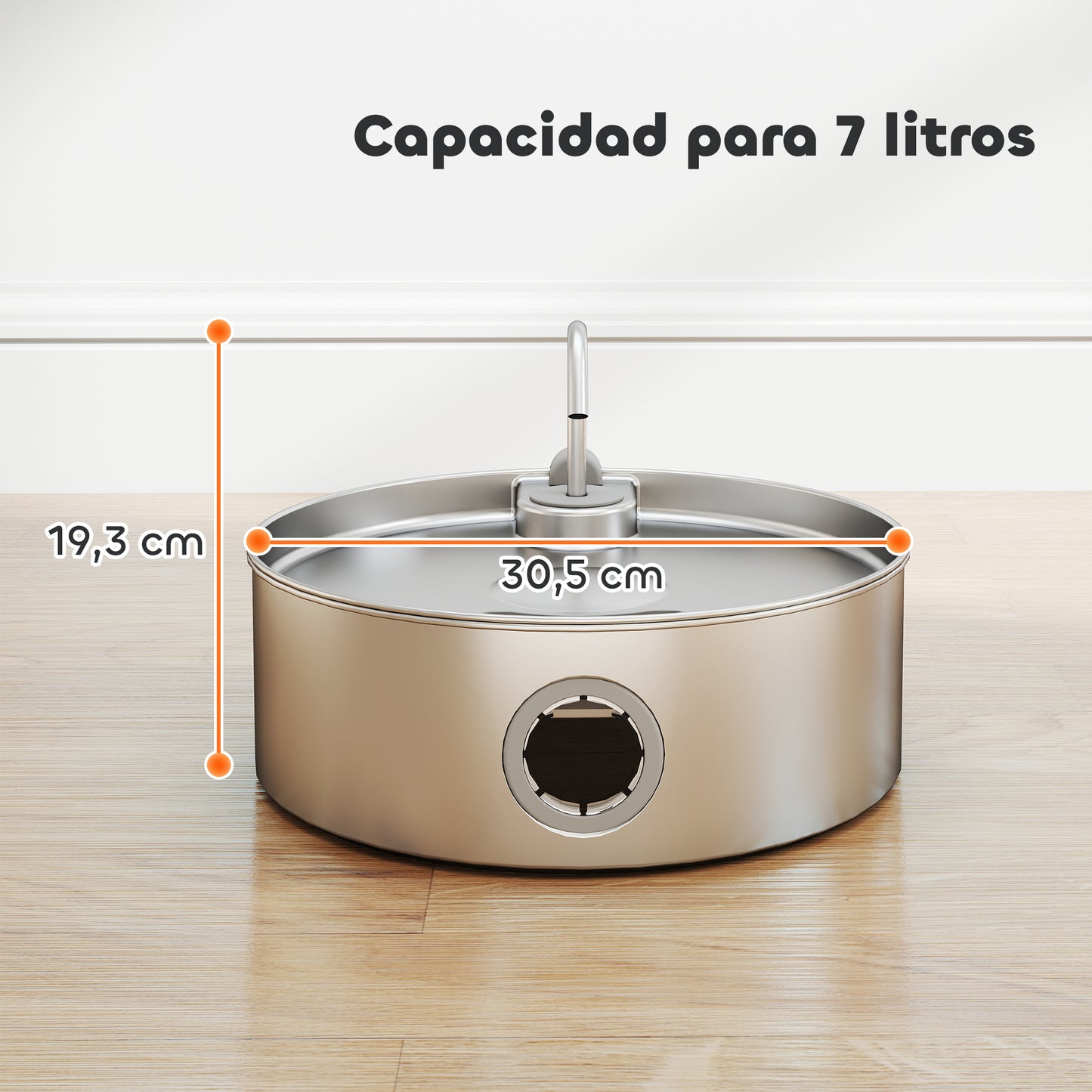 Pawhut Fuente Para Gatos De Acero Inoxidable 7l Silencioso Con Sistema De Filtro_2
