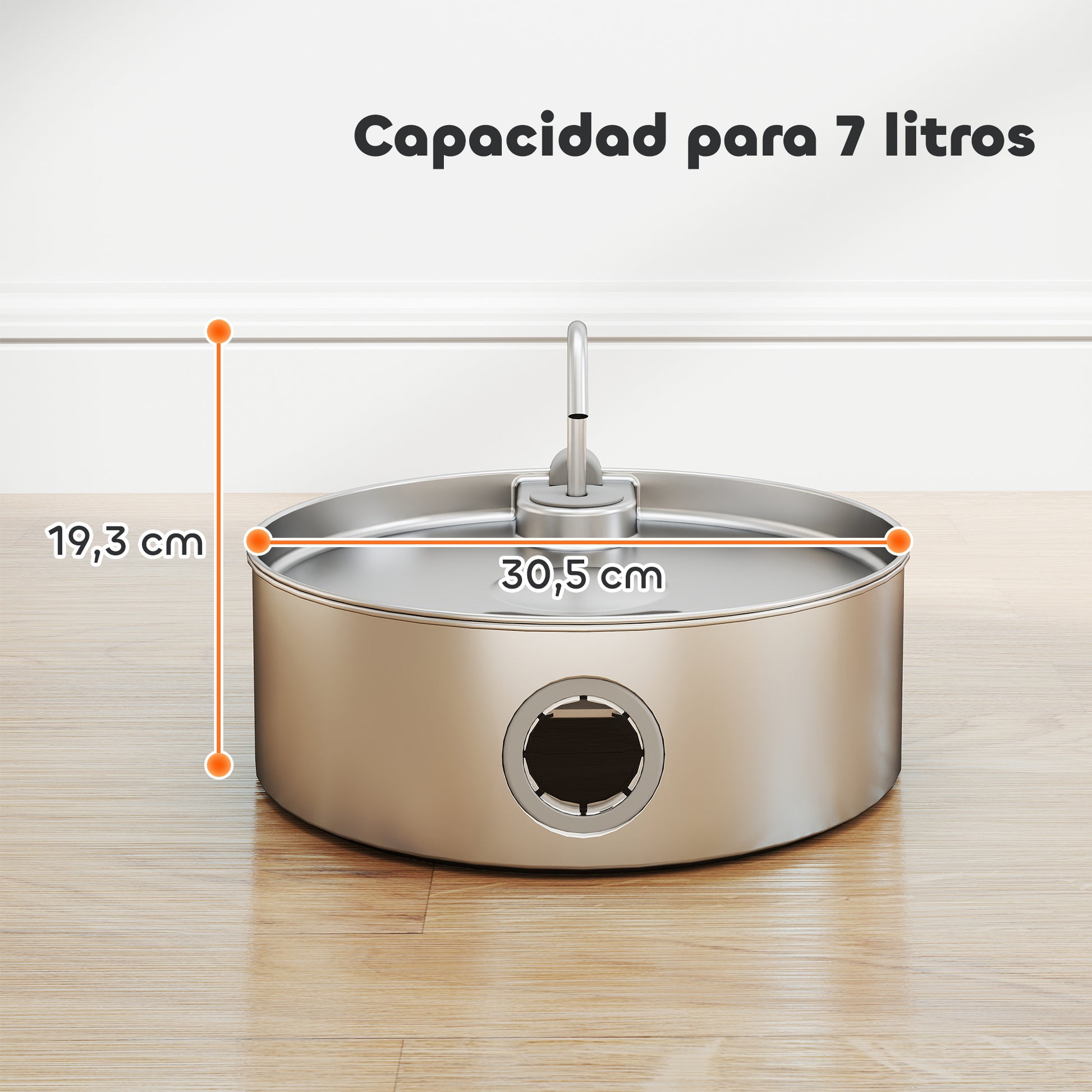 Pawhut Fuente Para Gatos De Acero Inoxidable 7l Silencioso Con Sistema De Filtro_2