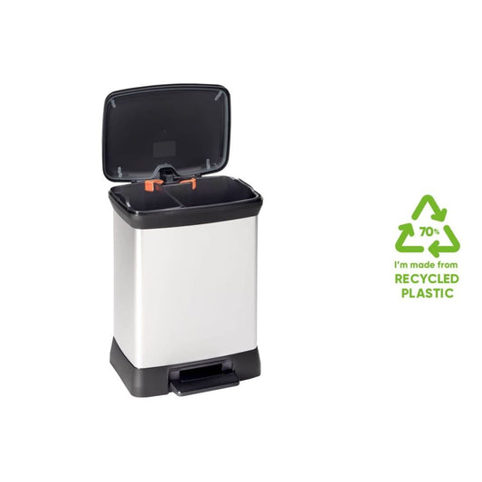 Curver Papelera Doble De Pedal Deco Plateado 10l+18l_0
