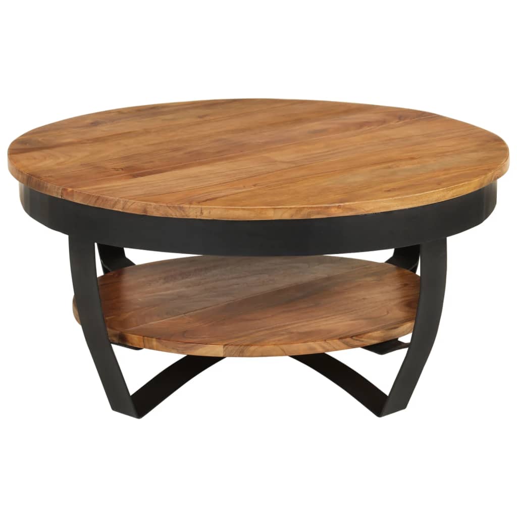 Mesa De Centro De Madera Maciza De Acacia 65x65x32 Cm_1