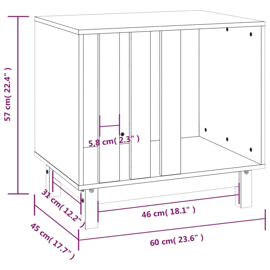 Cama Para Perros Madera Maciza Pino Marrón Miel 60x45x57 Cm / Vetonek_3