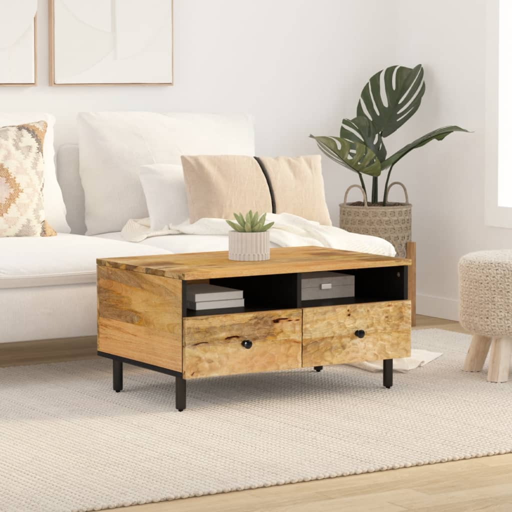 Mesa De Centro De Madera Maciza Mango 80x54x40 Cm_1