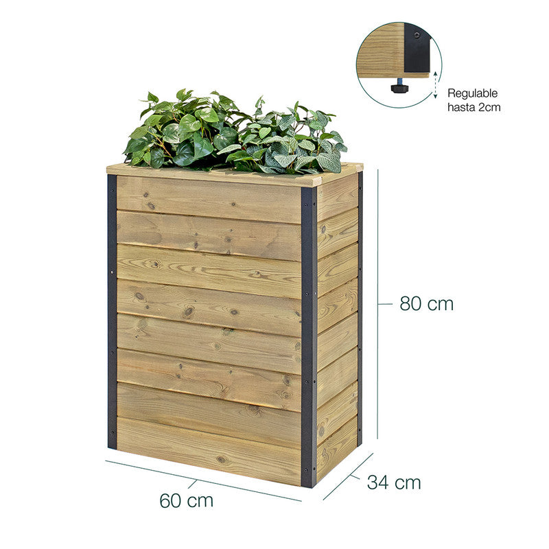 Jardinera De Madera Con Autorriego 60x34x80 Cm Nidum Hortalia_5