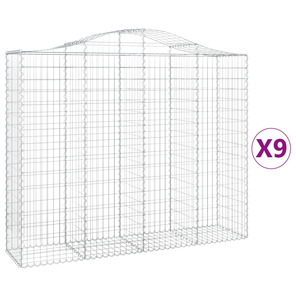 Cestas De Gaviones 9 Uds Forma De Arco Hierro 200x50x160/180 Cm_0