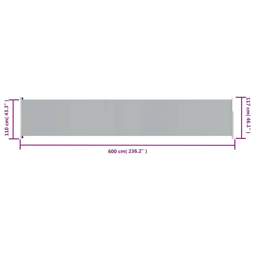 Vidaxl Toldo Lateral Retráctil De Jardín Gris 117x600 Cm_2
