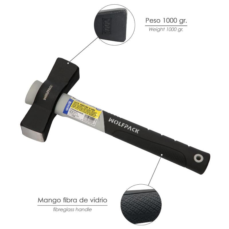 Maceta Mango Fibra Vidrio Mango Fibra Vidrio Con Empuñadura Antideslizante. 1000 Gramos 28 Cm.