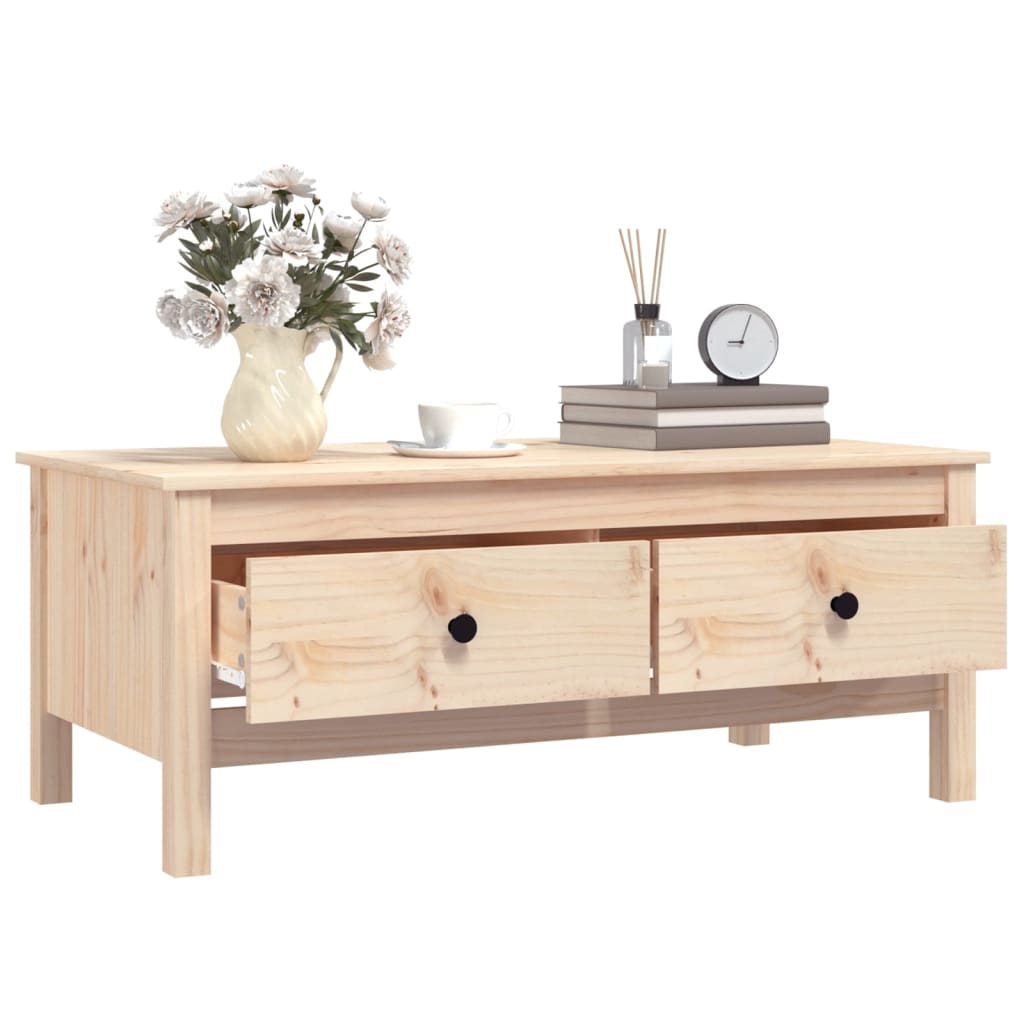 Mesa De Centro De Madera Maciza De Pino Gris 100x50x40 Cm_3