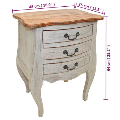 Mesita De Noche De Madera Maciza De Caoba 48x35x64 Cm_4