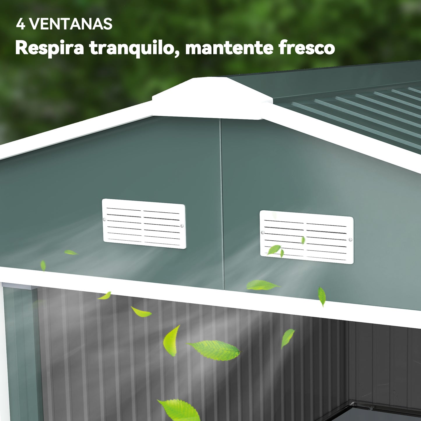 Outsunny Caseta De Jardín De Exterior 12,4 M² 340x386x200 Cm Verde_3