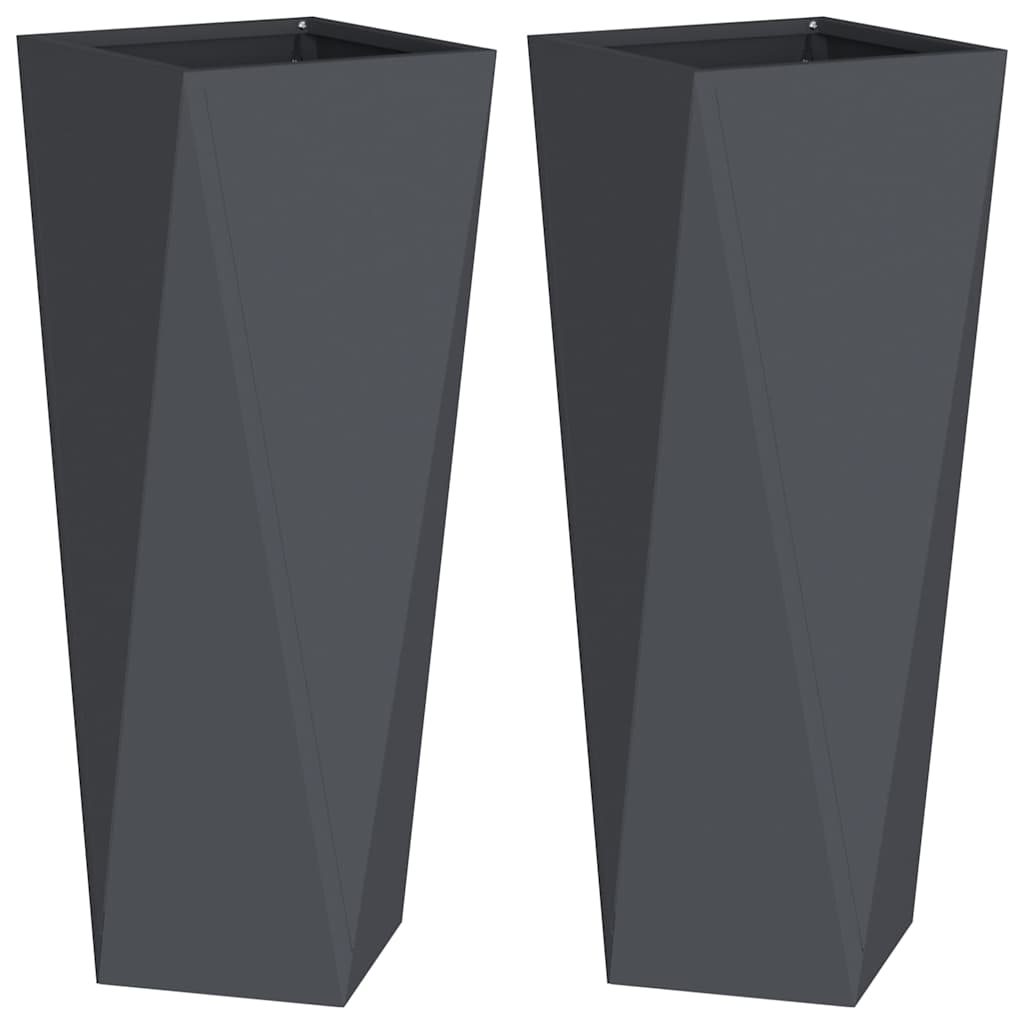 Jardinera 2 Pcs Antracita 30 X 30 X 75 Cm Acero_0