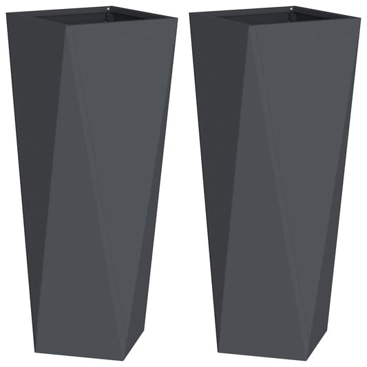 Jardinera 2 Pcs Antracita 30 X 30 X 75 Cm Acero_0