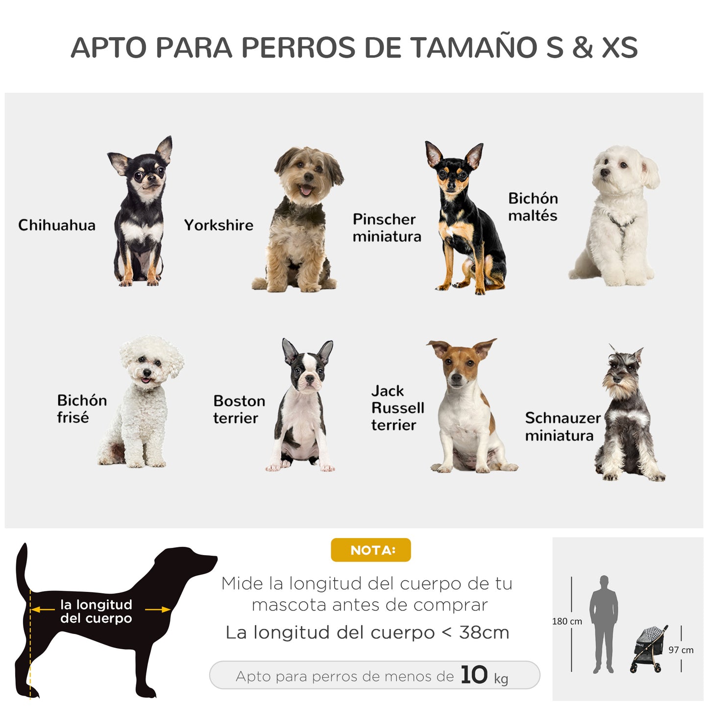 Pawhut Cochecito Para Perros Plegable Con 2 Puertas 80x44,5x97 Cm Negro_3