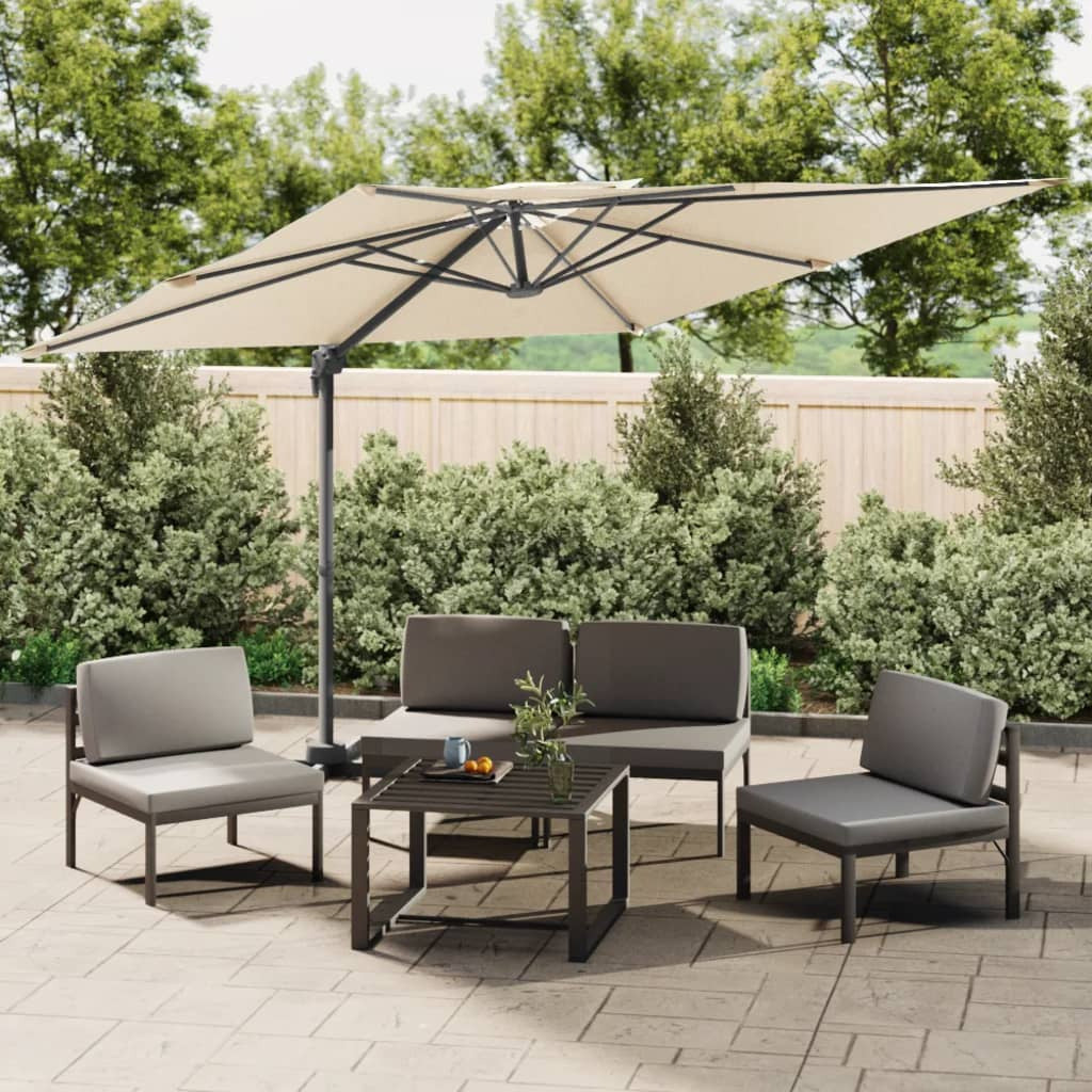 Vidaxl Sombrilla Colgante De Doble Techo Blanco Arena 400x300 Cm_1