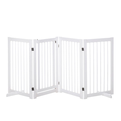 Pawhut Barrera Para Perros Plegable De 4 Paneles Con Puerta 220x36x91 Cm Blanco_0