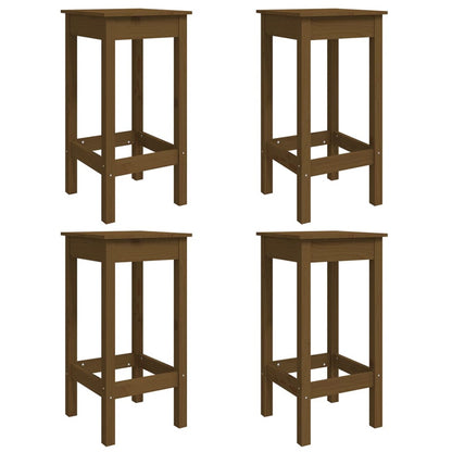 Vidaxl Mesa Y Taburetes Altos De Jardín 5 Pzas Madera Pino Marrón Miel_5