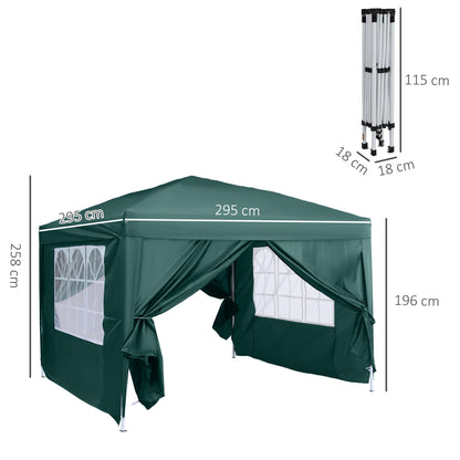 Outsunny Carpa Gazebo Con Paredes Desontables Ventanas Visibles Incluye Bolsa_2