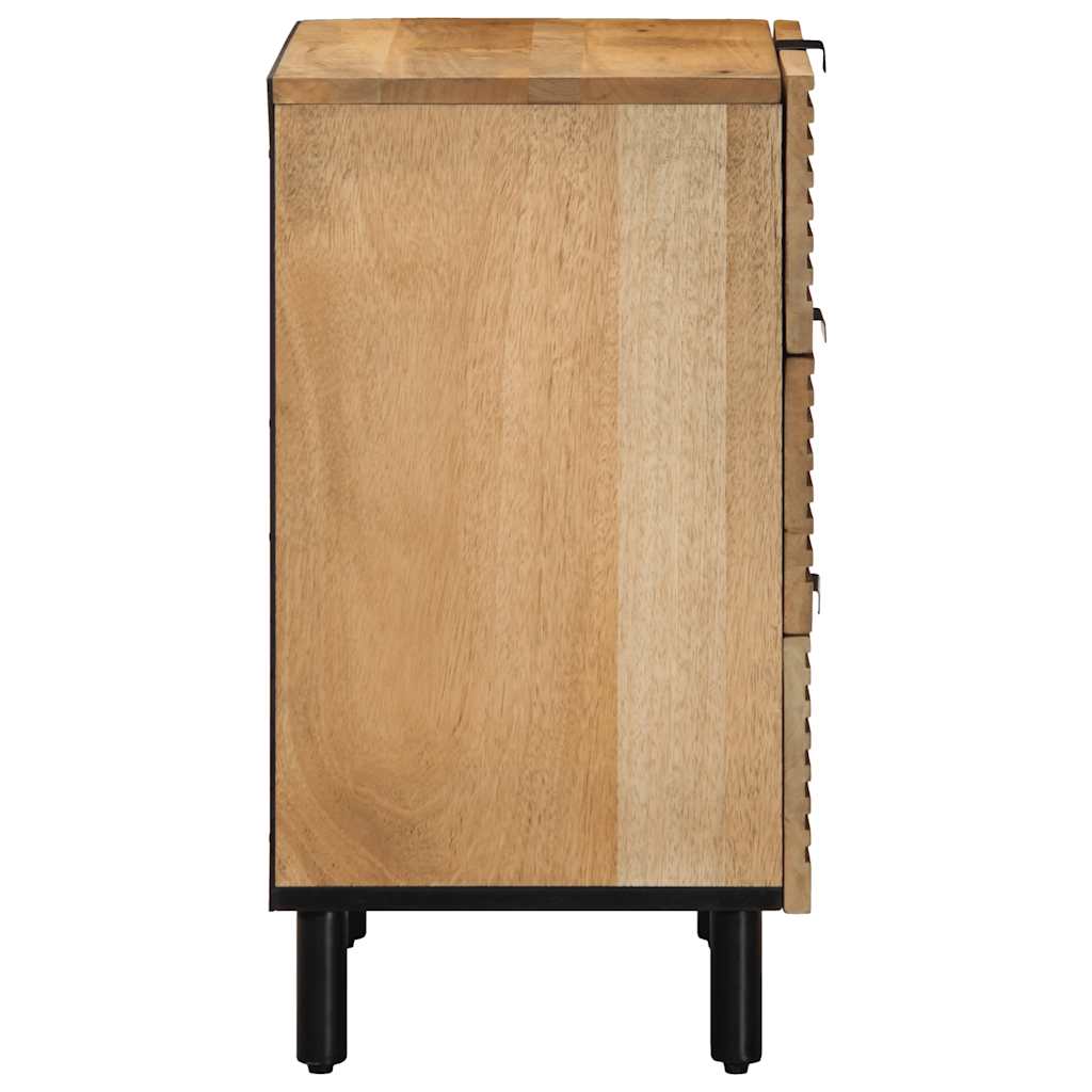 Mesita De Noche Madera Maciza De Mango 50x33x60 Cm Marrón_2