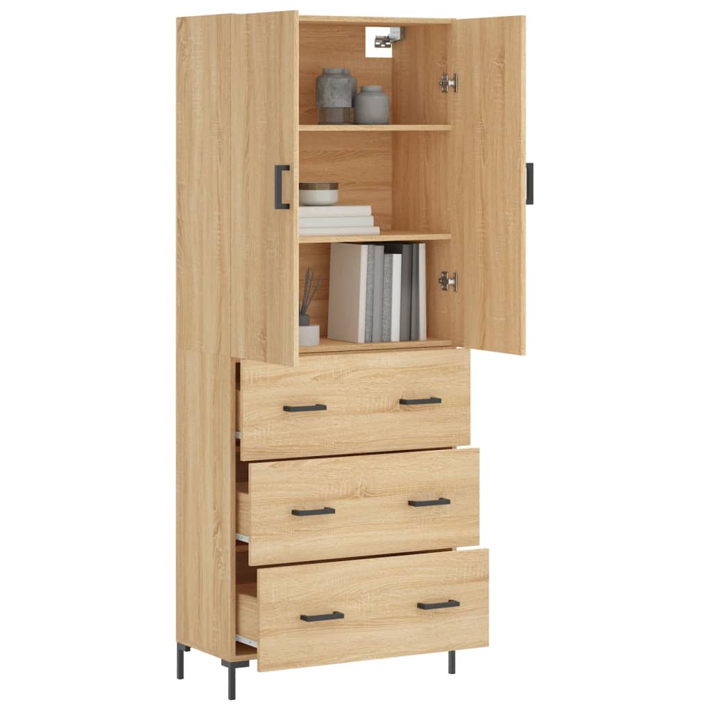 Aparador Alto Madera Contrachapada Color Roble 69,5x34x180 Cm_2