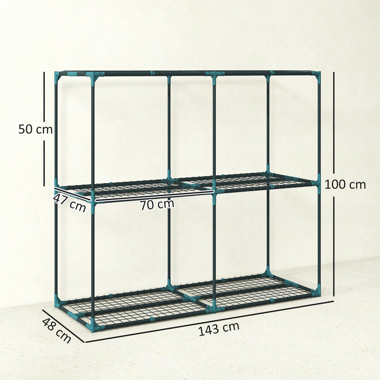Outsunny Soporte Para Plantas De 3 Niveles De Acero 143x48x100 Cm Verde Oscuro_2