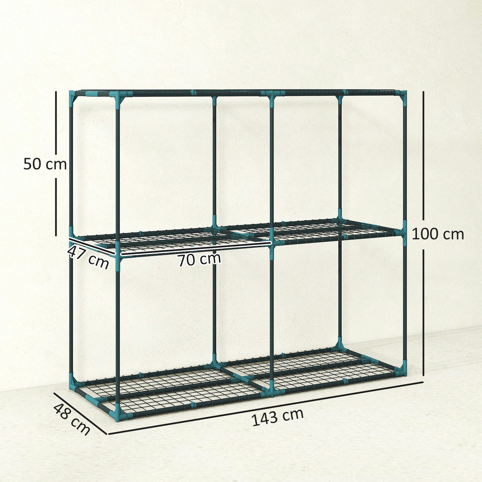 Outsunny Soporte Para Plantas De 3 Niveles De Acero 143x48x100 Cm Verde Oscuro_2