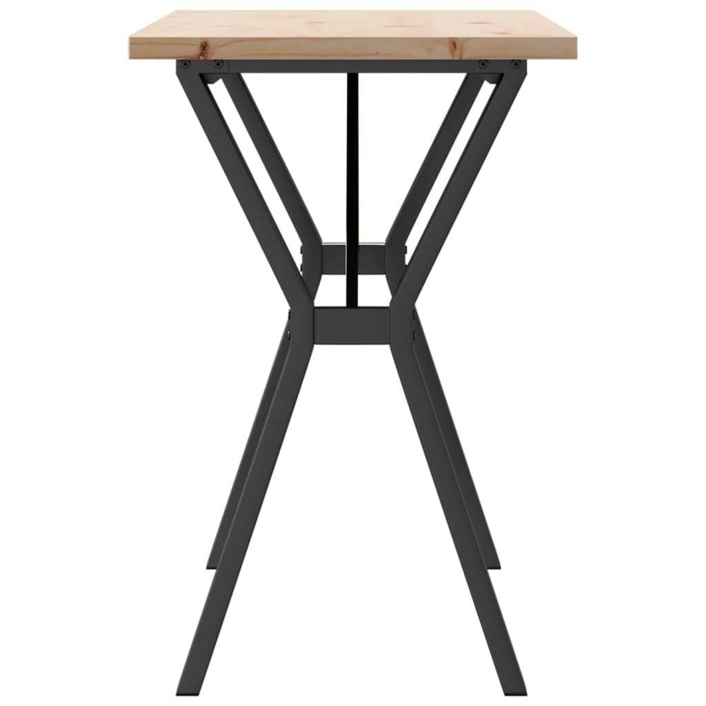 Mesa De Comedor Marco Y Madera Maciza Pino Acero 100x50x75,5 Cm_3