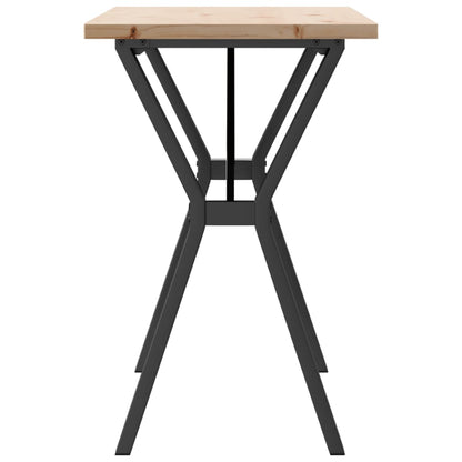 Mesa De Comedor Marco Y Madera Maciza Pino Acero 100x50x75,5 Cm_3