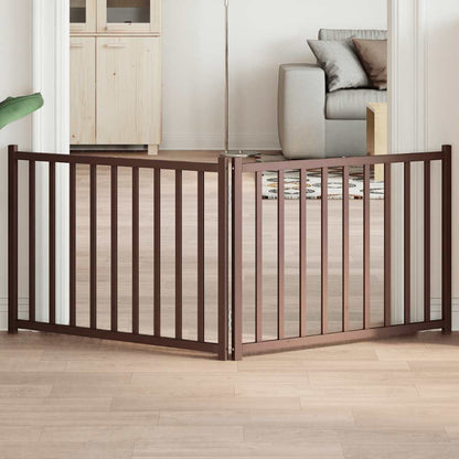 Vidaxl Puerta De Perros Plegable 2 Paneles Madera Abeto Marrón 160 Cm_1
