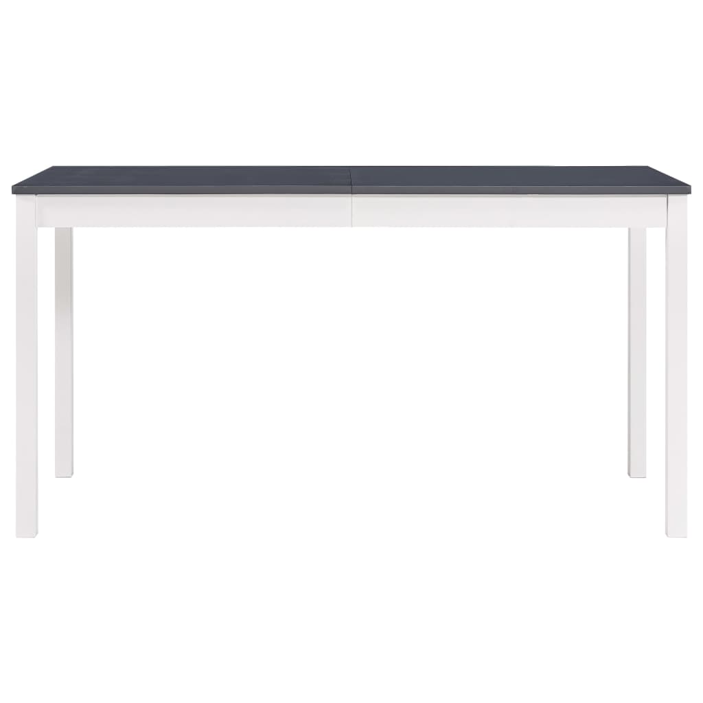 Mesa De Comedor De Madera De Pino Blanco Y Gris 140x70x73 Cm_0