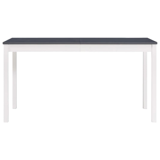 Mesa De Comedor De Madera De Pino Blanco Y Gris 140x70x73 Cm_0