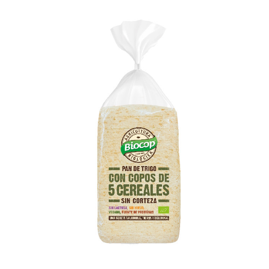 Pan de Molde Sin Corteza de Copos de Cereales Biocop 300 g