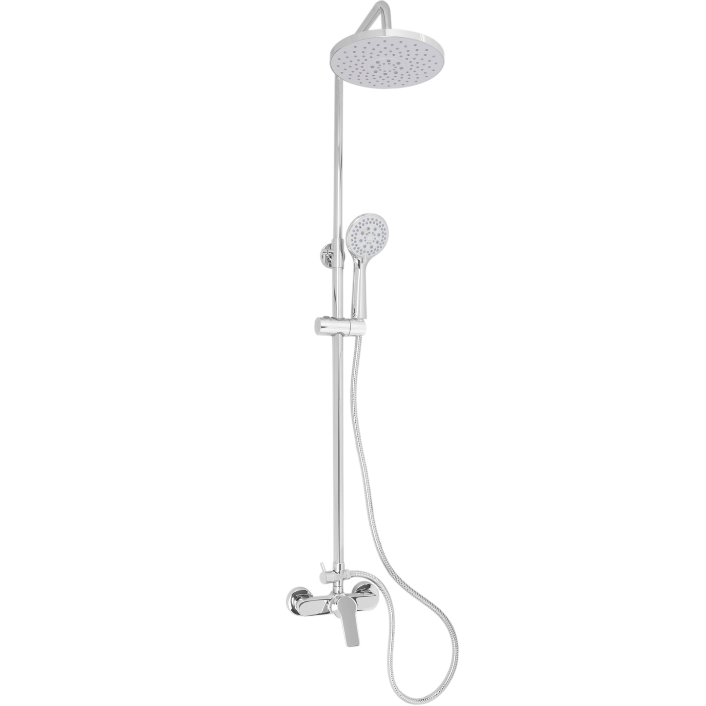 Columna De Ducha Telescópica Cromada Con Grifo Mezclador Monomando, Rociador Superior, Alcachofa De Mano Y Flexo_2