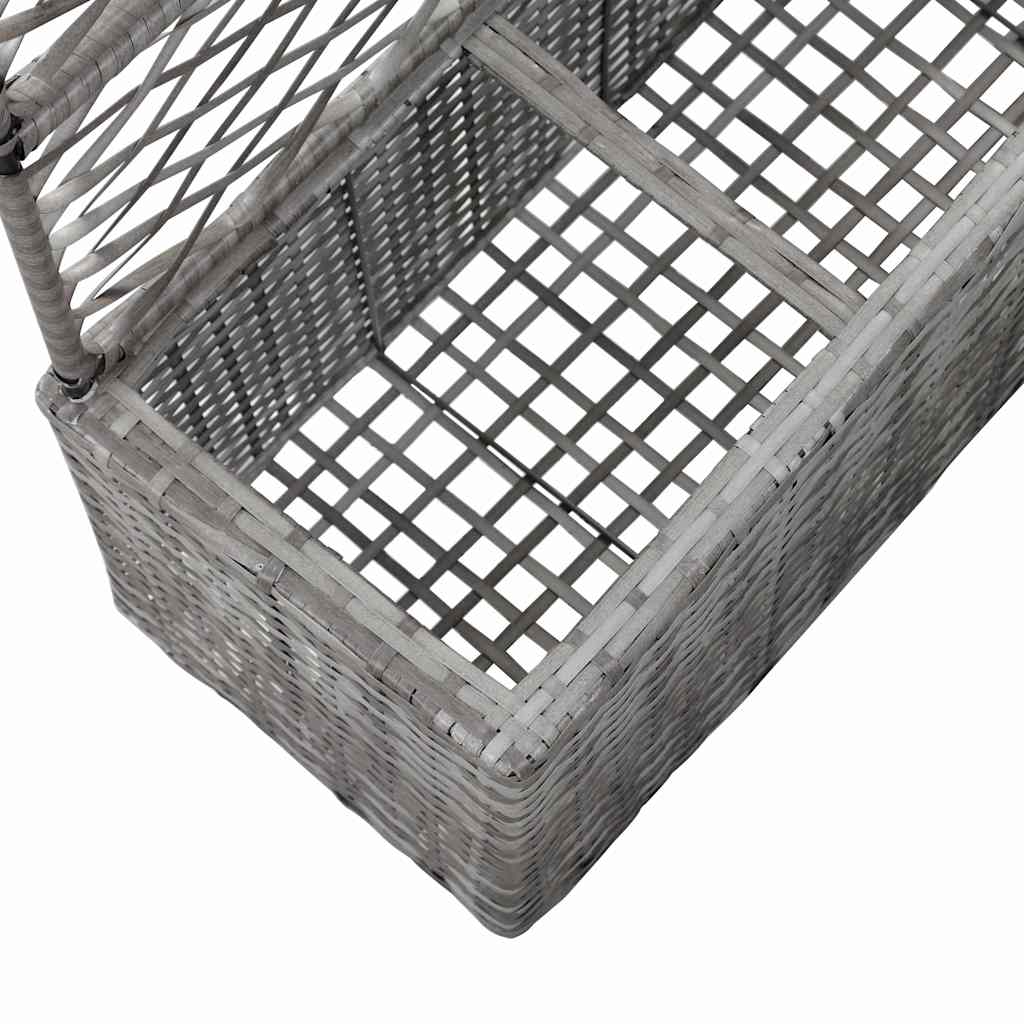Enrejado Y Arriate 3 Macetas Ratán Sintético Gris 83x30x130 Cm_5