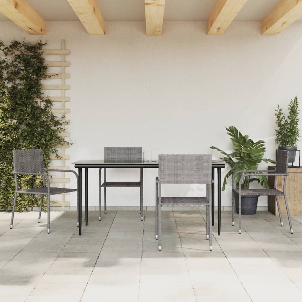 Vidaxl Juego De Comedor Para Jardín 5 Piezas Ratán Sintético Gris_1