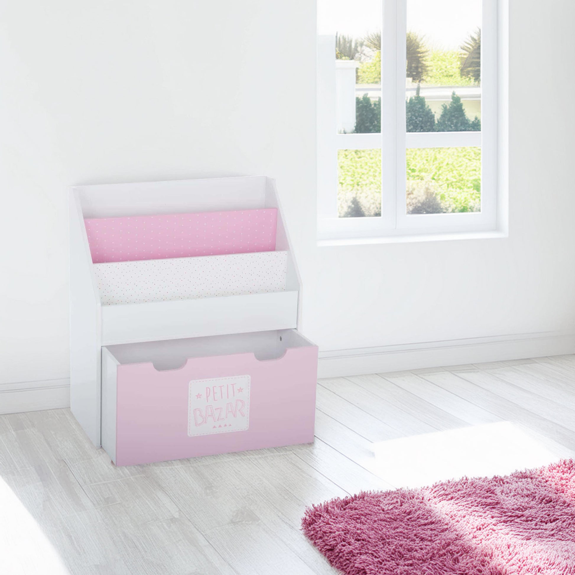 Estantería Con Cajón Y Ruedas Rosa 62,7x30x70cm