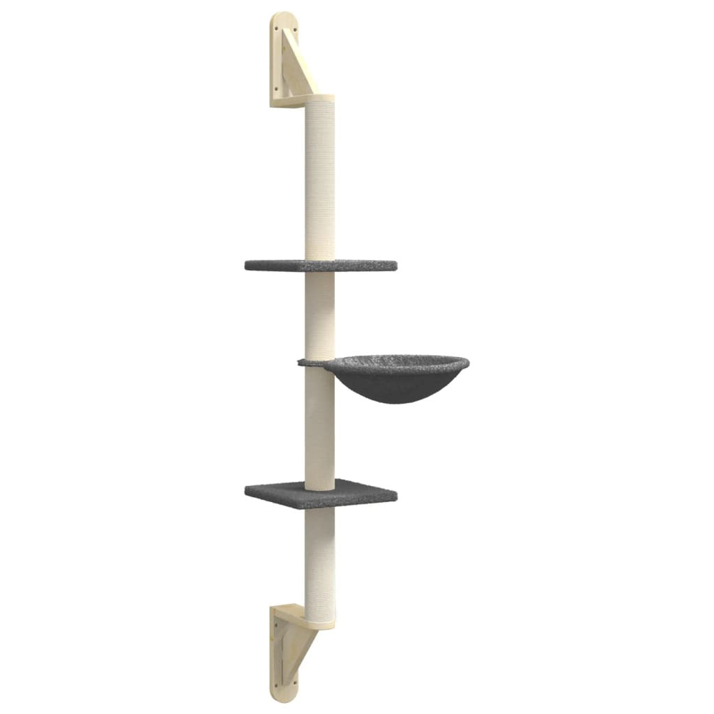 Vidaxl Árbol Rascador Para Gatos De Pared Gris Oscuro 142,5 Cm_0