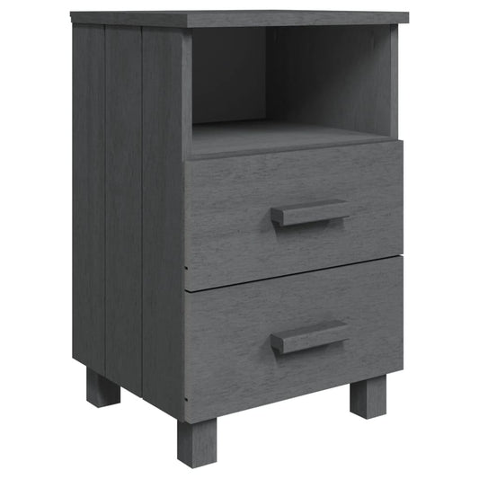 Mesita De Noche Hamar Madera Maciza Pino Gris Oscuro 40x35x62cm_0