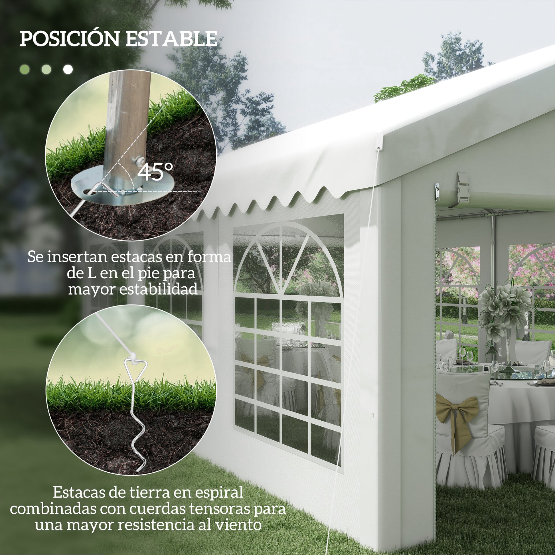 Outsunny Carpa 6x4x2.8m Acero Galvanizado Pabellon Carpas Boda Gazebo Cenador_5