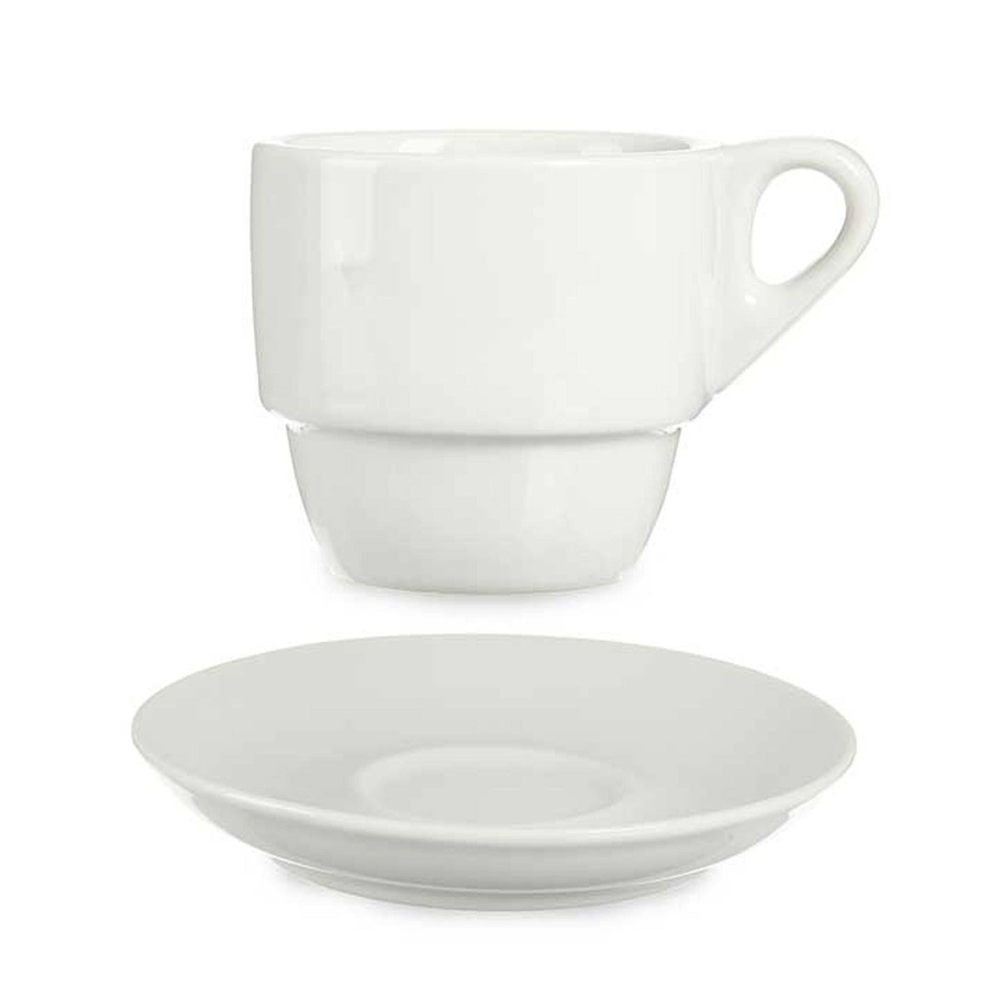 Set 6 Tazas Cafe Porcelana Blanca Con Pl Colección Vessia