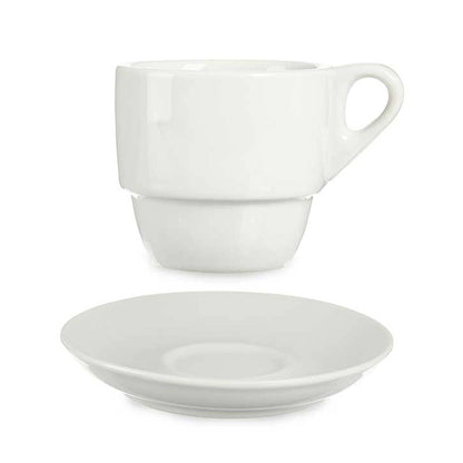 Set 6 Tazas Cafe Porcelana Blanca Con Pl Colección Vessia