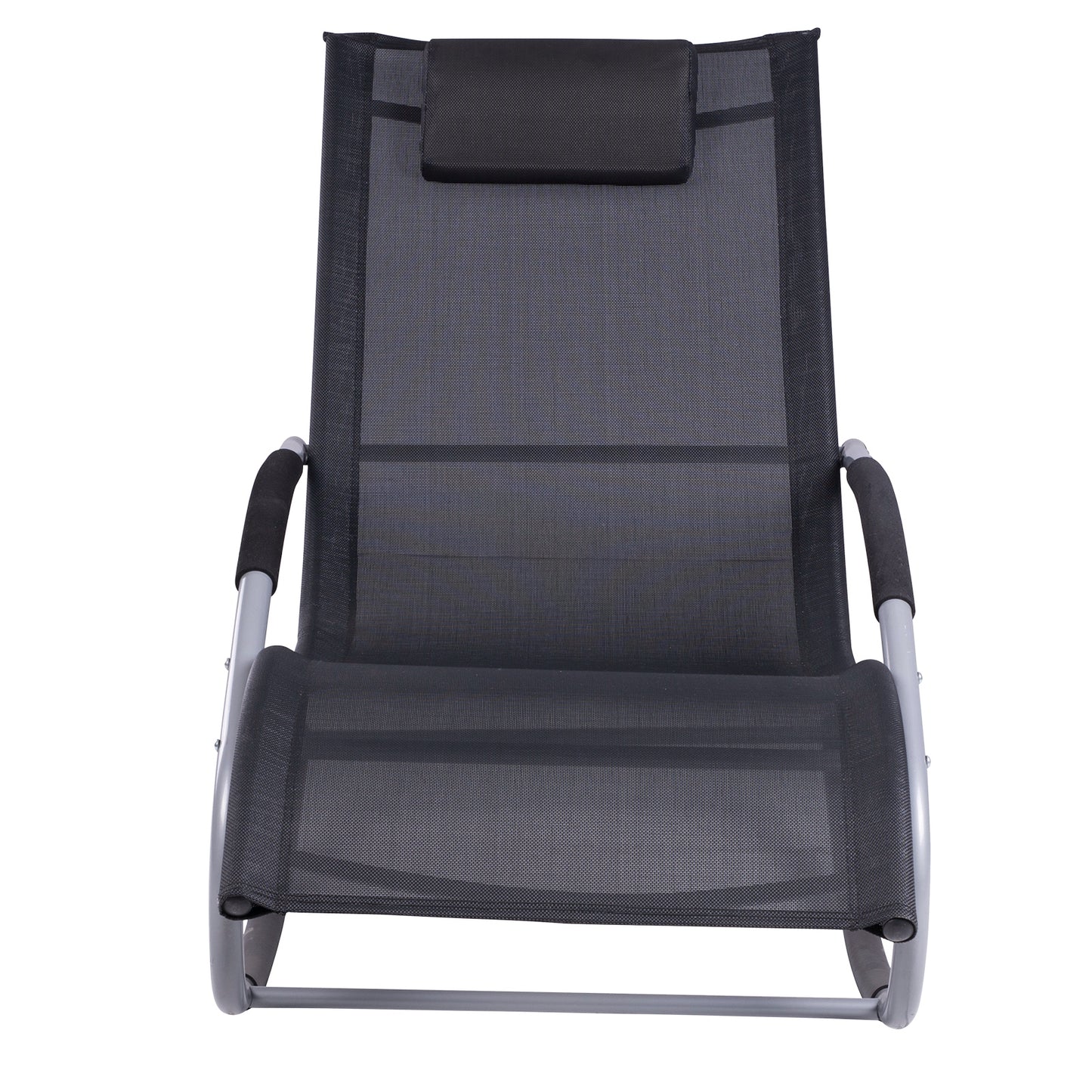 Outsunny Mecedora Para Jardín Con Reposacabezas 63x144x84 Cm Negro_3